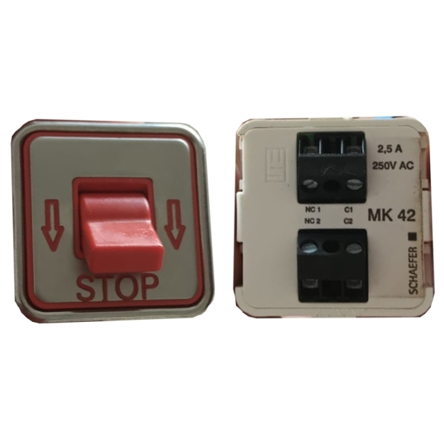 INTERRUPTOR MK42 ROJO 2 CTOS. TEXTO STOP