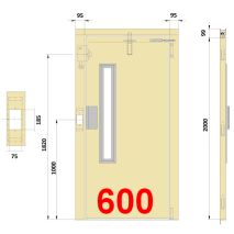 Semiautomatic Landing Door PBS 600x2000 Vision Panel E0 Cutout Control Station 75x185 mm