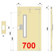 Semiautomatic Landing Door PBS 700x2000 Vision Panel E0 Cutout Control Station 75x185 mm