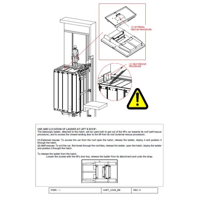 CARTEL 101B USO ESCALERA TECHO CAB EN