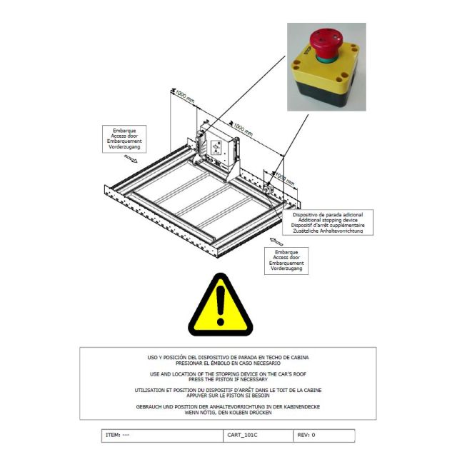 CARTEL 101C USO DISPOSITIVO PARADA TECHO CAB 