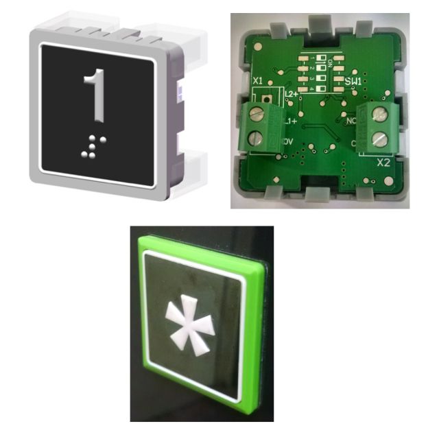 Impulse Pulsador Atornillable MB/VS Luminoso Blanco, Braille, Generico, EN 81-70