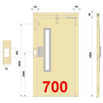 Semiautomatic Landing Door PBS700x2000 Right Vision Panel E0 Cutout LOP 75x185 Packing 1ud