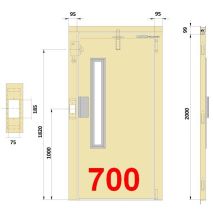 Semiautomatic Landing Door PBS700x2000 Left Vision Panel E0 Cutout LOP 75x185 Packing 1ud