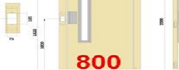 Semiautomatic Landing Door PBS800x2000 Left Vision Panel E0 Cutout LOP 75x185 Packing 1ud