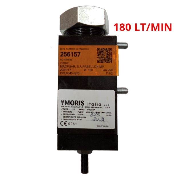 Valvula Paracaidas 1 1/2" + Salida L35 (MORIS-MP) 180 lt/min Sustituye a R8103RVP14180